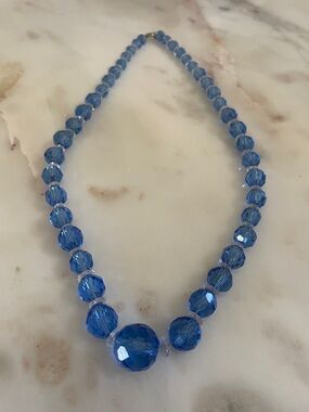 Blue Faceted Crystal Bead Necklace - Women Jewelry